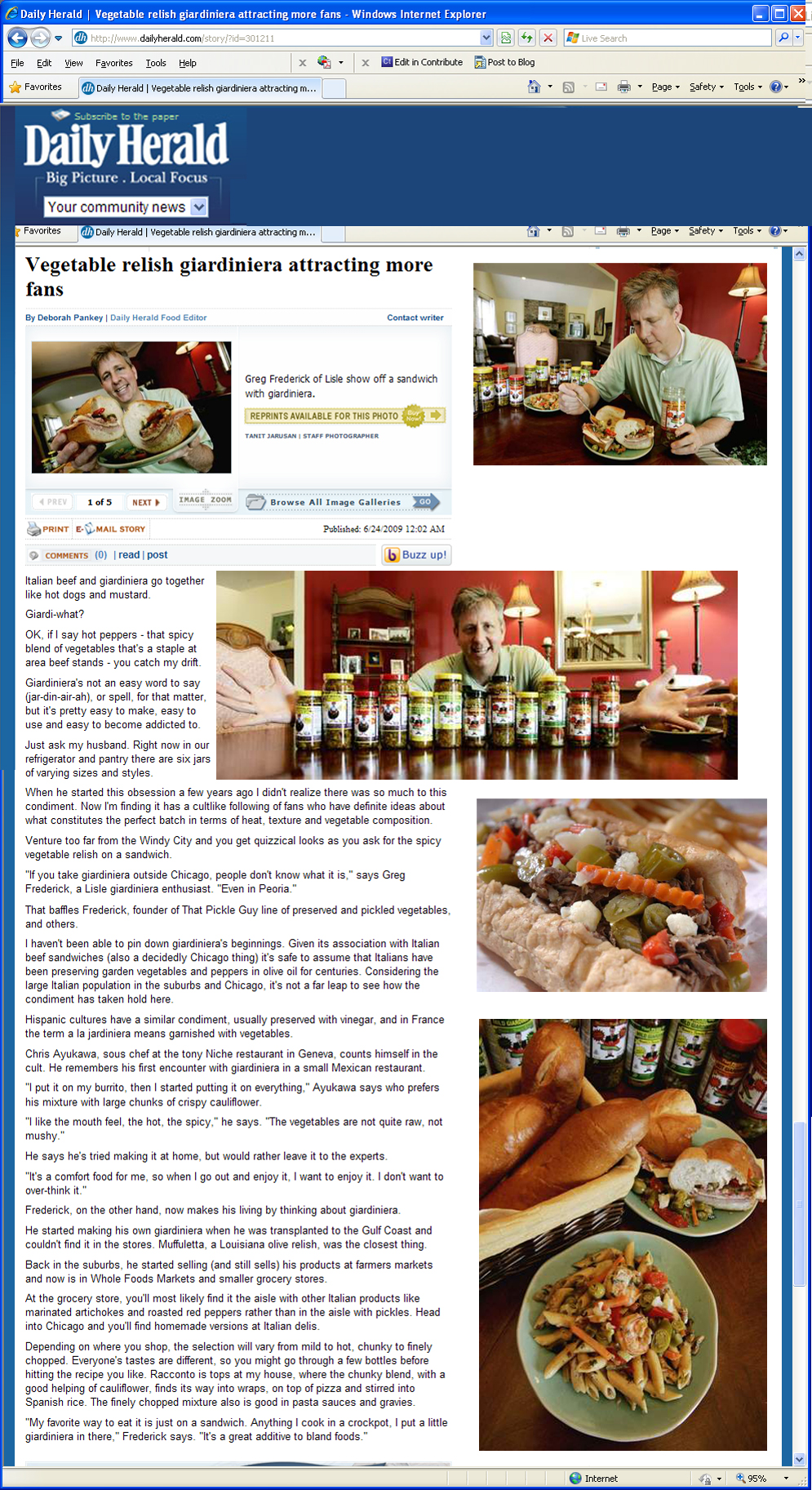 That Pickle Guy Greg Frederick Daily Herlad Article Composite 6-25-9