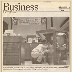 Click the image above to go to the Naperville Sun News Paper coverage of Greg Frederick's – That Pickle Guy Products.